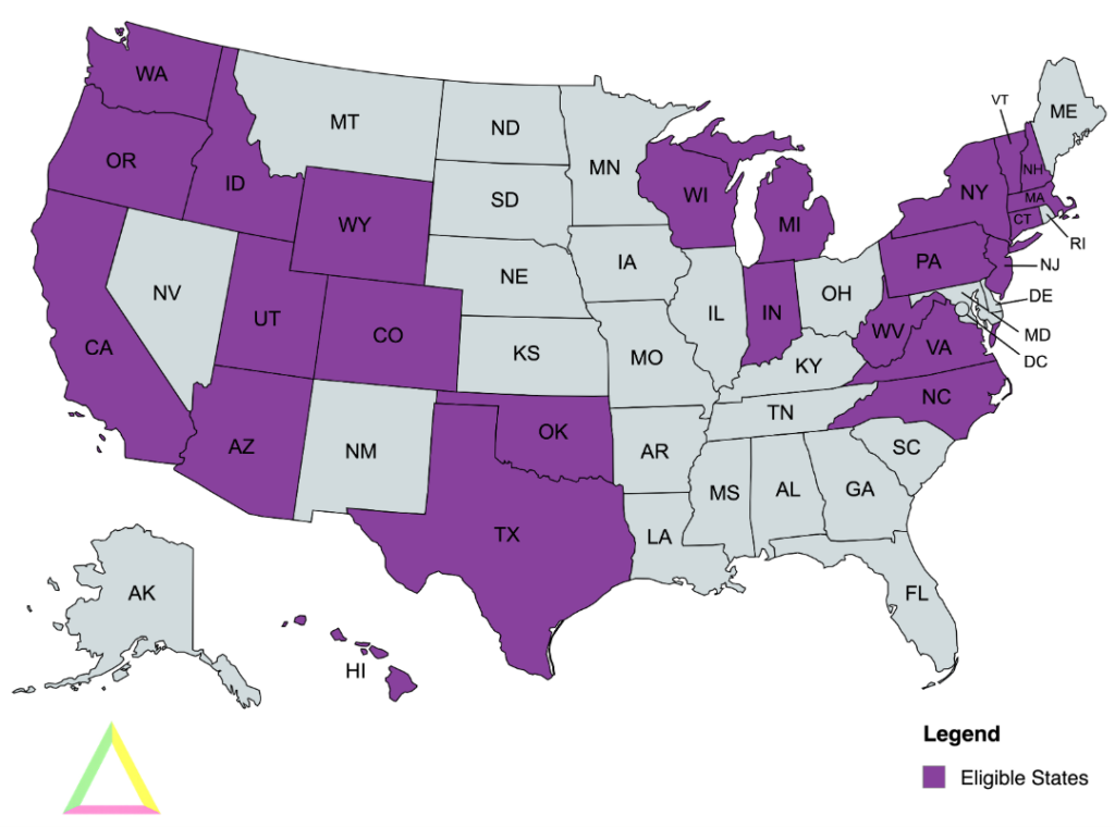 Map of states that can use our dietetic services