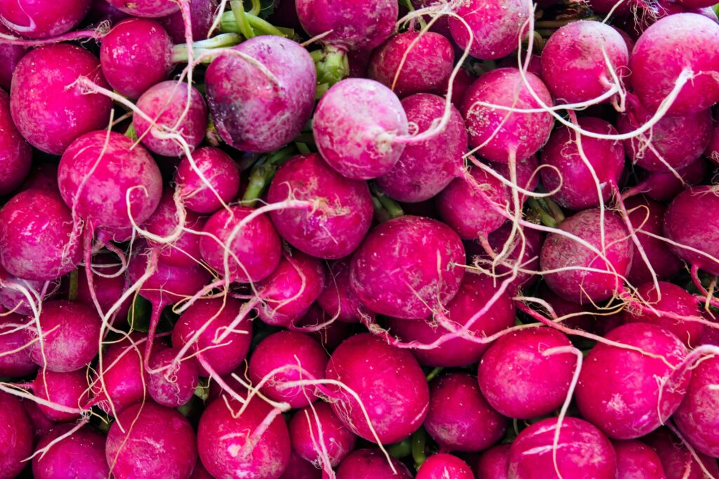 Beets stacked up in nice rows